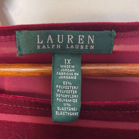 Lauren Ralph Lauren Velvet Striped Top 1X - Picture 5 of 7